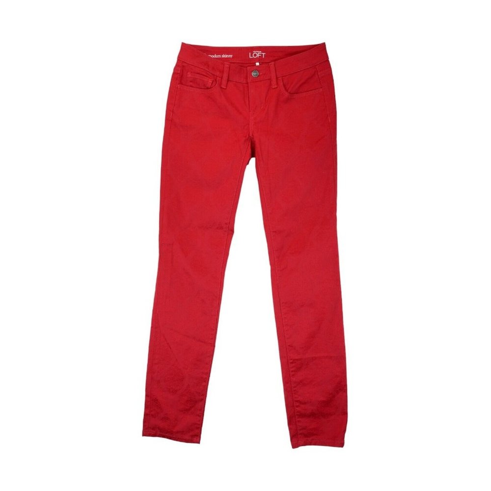 Ann Taylor Loft Modern Skinny Jeans Women Sz‎ 24/00 Red Floral Pattern Pants